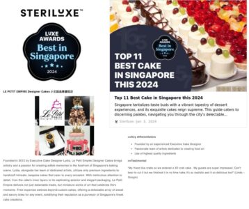 Luxe award-winning designer cakes in Singapore, top 11 best cakes for 2024 from Le Petit Empire.